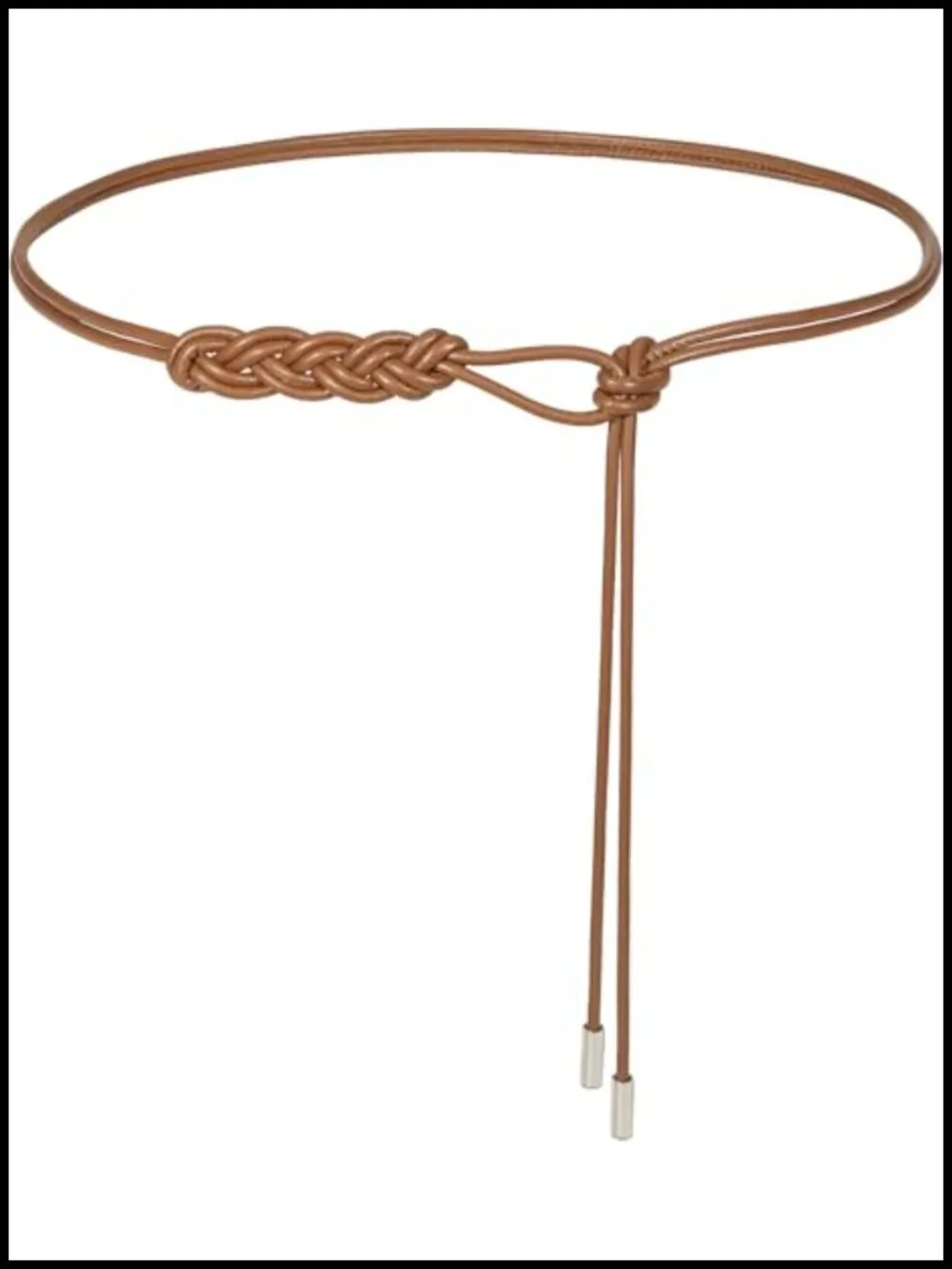 Women's PU Leather Knotted Belt Skinny Waist Belt for Dresses
